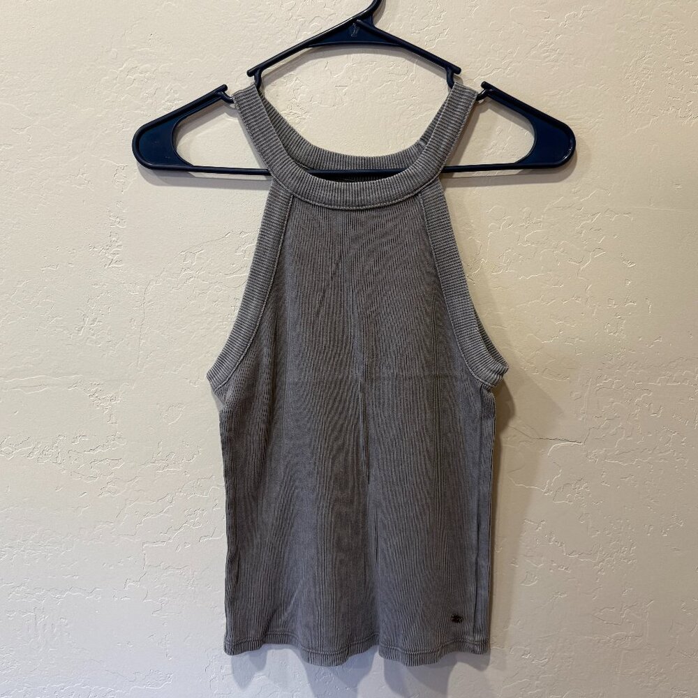 American Eagle Women's Gray Ribbed Soft & Sexy Tank Top - Size Large